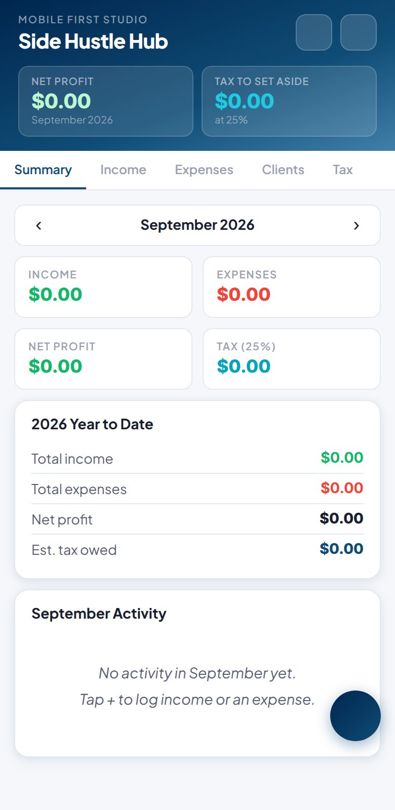 Side Hustle Hub app screen