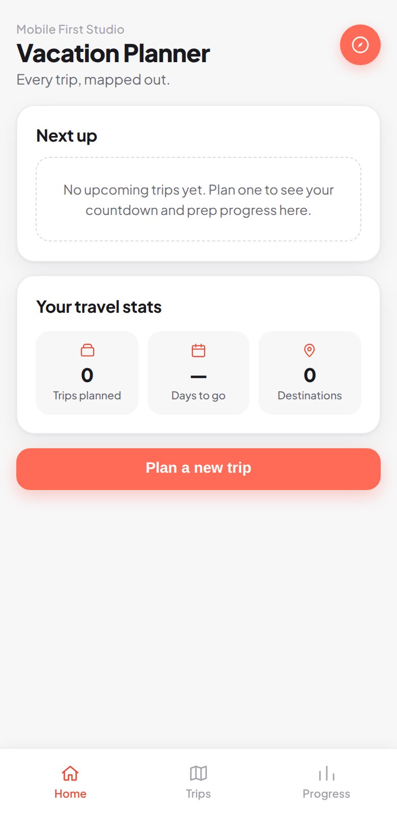 Vacation Planner app screen